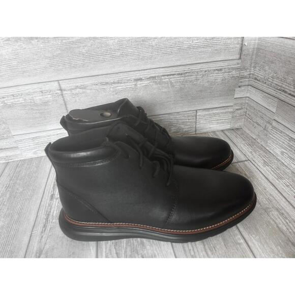 COLE HAAN Grand+ Plus Ultra Chk Men's 11.5 M Black Leather Boot C39933  $110 - Picture 1 of 7
